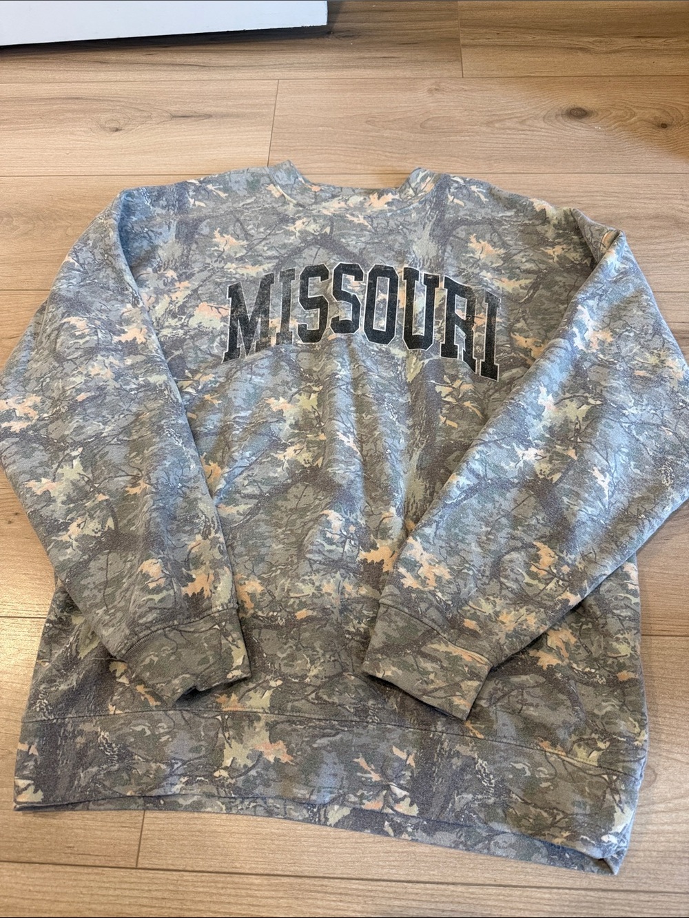 State of Mind Crewneck Sweatshirt in Gray and Tan Camo